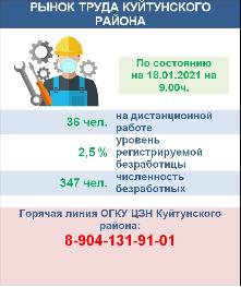 Рынок труда Куйтунского района на 18 января 2021 года