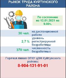Рынок труда Куйтунского района на 12 января  2021 года