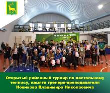 Открытый районный турнир по настольному теннису, памяти тренера-преподавателя Новикова Владимира Николаевича.